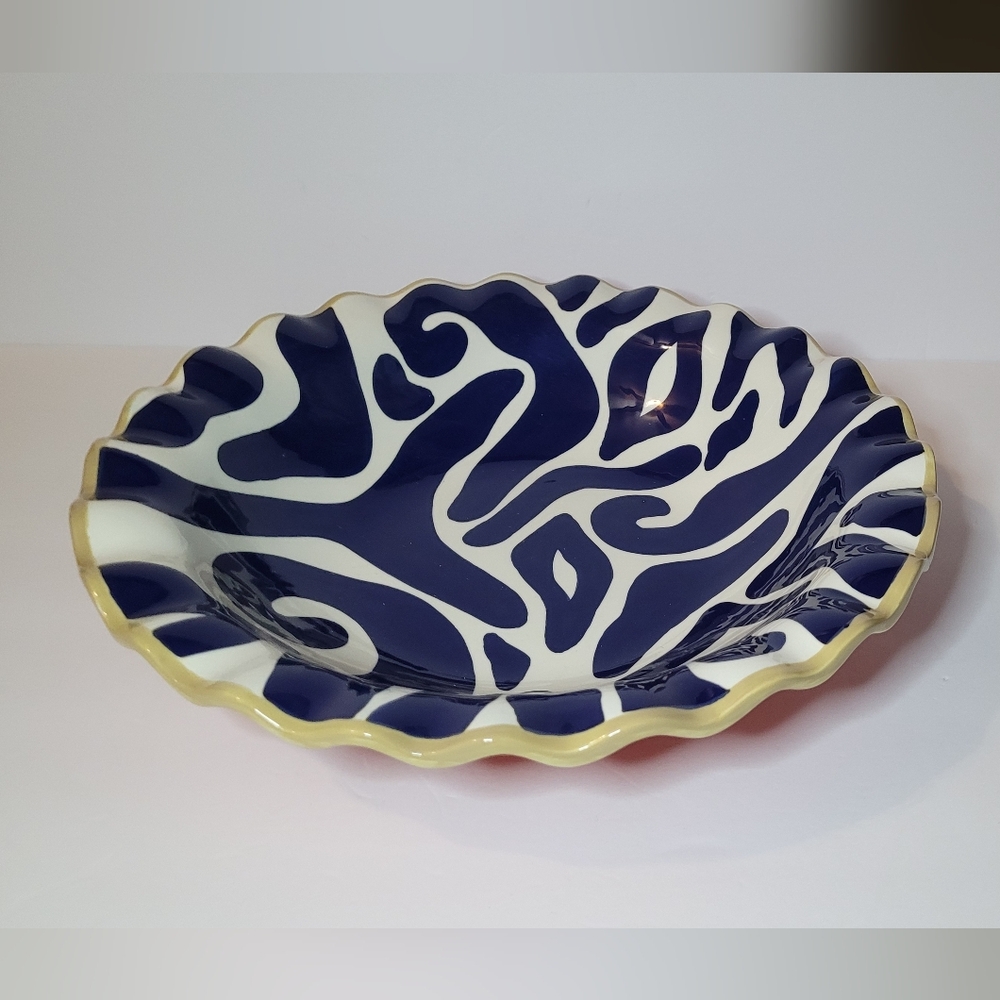 Coton Colors Serving Bowl Abstract Blue, White & Orange